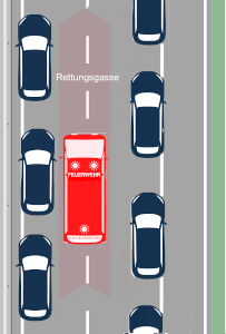 Rettungsgasse bei 2 Spuren bilden